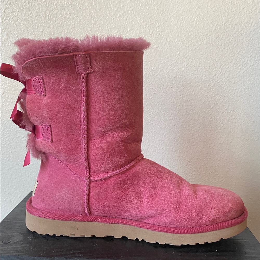 UGG Bailey Bow II Pink Winter Boots Size 7 - Picture 5 of 11